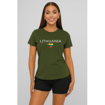 Moteriški chaki marškinėliai Lithuania (baltas)