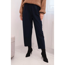 Moteriškos tamsiai mėlynos spalvos aukštu liemeniu kelnės Lori