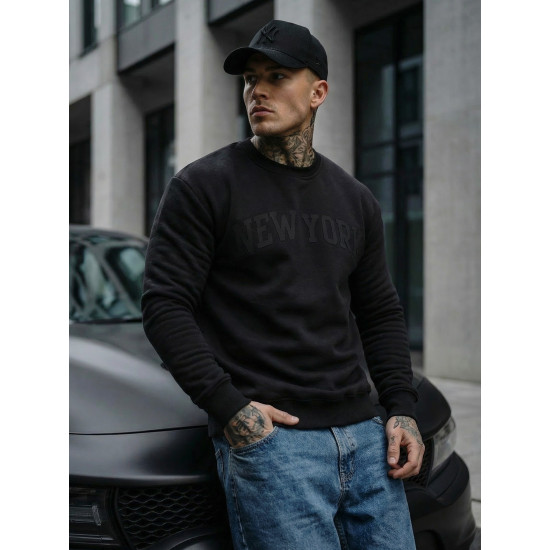 Vyriškas juodos spalvos džemperis be gobtuvo New York JS/8B1362/3