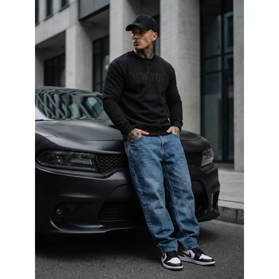 Vyriškas juodos spalvos džemperis be gobtuvo New York JS/8B1362/3
