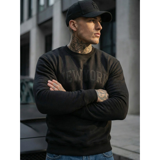 Vyriškas juodos spalvos džemperis be gobtuvo New York JS/8B1362/3