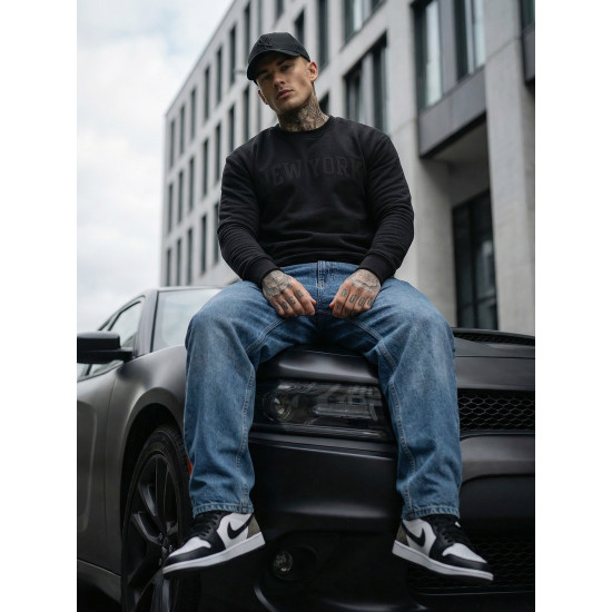 Vyriškas juodos spalvos džemperis be gobtuvo New York JS/8B1362/3