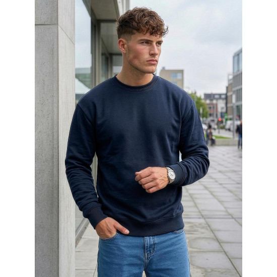 Vyriškas tamsiai mėlynas džemperis be gobtuvo Steel Džemperiai be gobtuvo