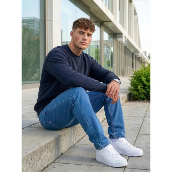 Vyriškas tamsiai mėlynas džemperis be gobtuvo Steel Džemperiai be gobtuvo