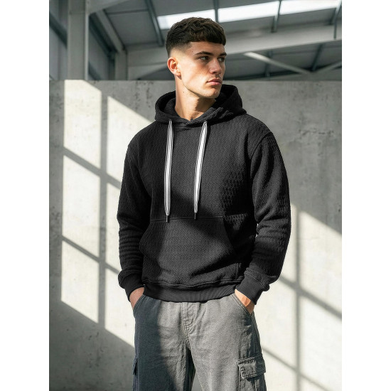 Vyriškas juodas džemperis su gobtuvu Carla Džemperiai su gobtuvu