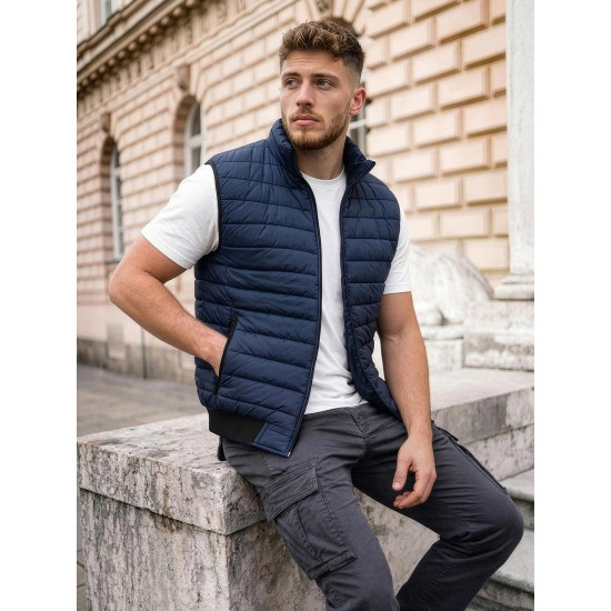 Dygsniuota vyriška tamsiai mėlyna liemenė Lider JS/MY77