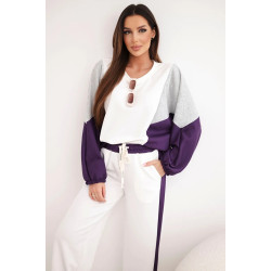 Moteriškas dviejų spalvų laisvalaikio komplektas su violetiniu intarpu Gabi