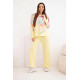 Moteriškas geltonas komplektas su plačiomis kelnėmis Flowers
