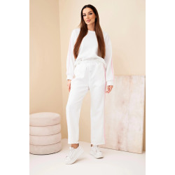 Moteriškas baltas komplektas su juostelėmis Ambi