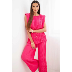 Moteriškas ryškiai rožinis klostuotas komplektas Nici