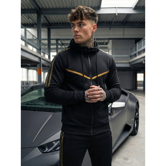 Czarny męski zestaw sportowy marki Ronex Komplety dresowe