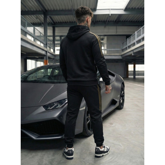 Czarny męski zestaw sportowy marki Ronex Komplety dresowe