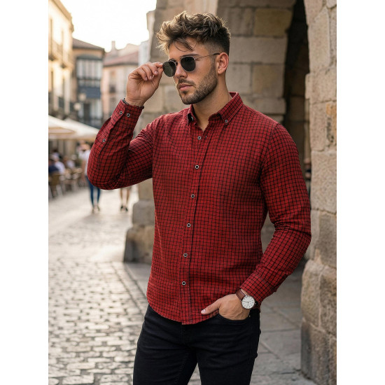 Men's red checkered shirt Benet Shirts