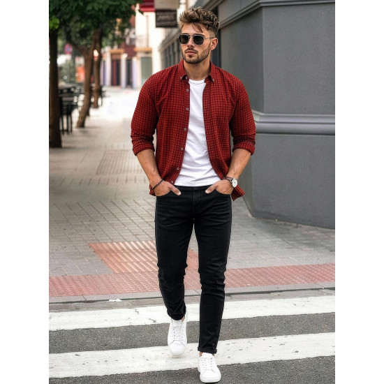 Men's red checkered shirt Benet Shirts