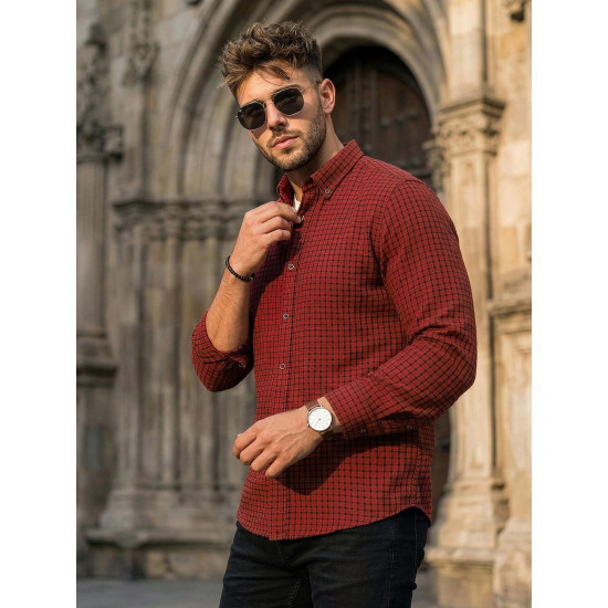 Men's red checkered shirt Benet Shirts