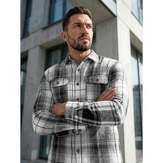 Vyriški juodi/balti flaneliniai marškiniai Cory Marškiniai