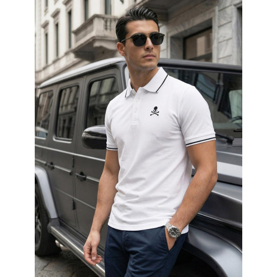 Vyriški balti polo marškinėliai Skull POLO marškinėliai