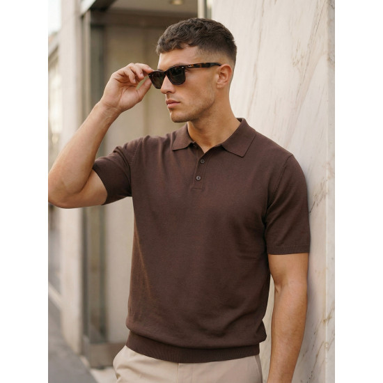 Vyriški tamsiai rudi polo marškinėliai Vibe POLO marškinėliai