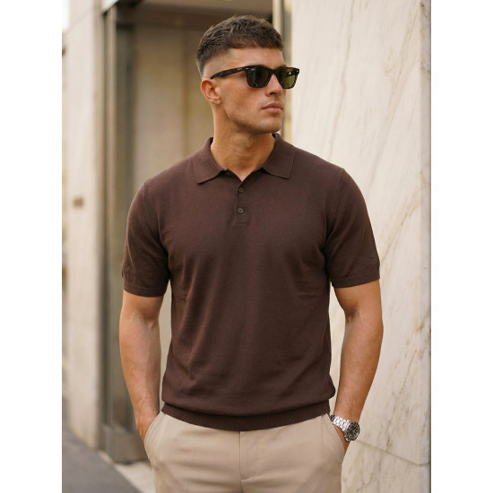 Vyriški tamsiai rudi polo marškinėliai Vibe POLO marškinėliai
