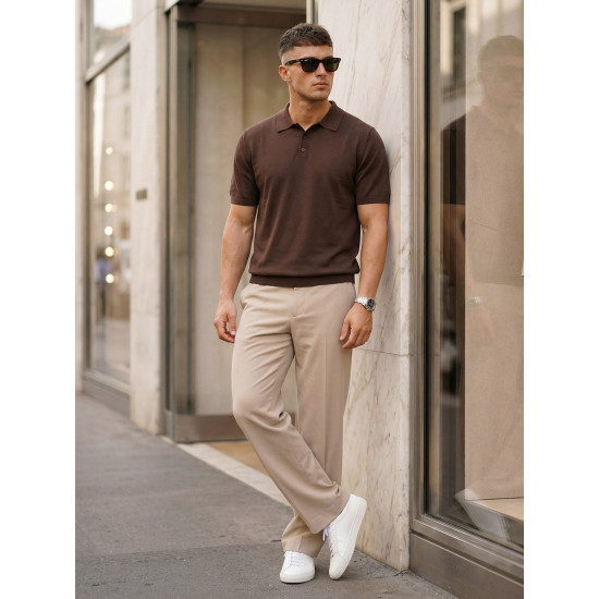 Vyriški tamsiai rudi polo marškinėliai Vibe POLO marškinėliai