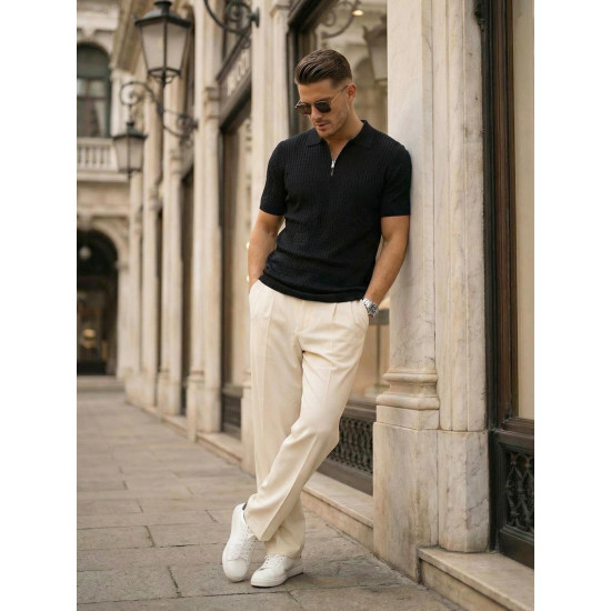 Miesten musta Fast-polo-paita POLO T-paita