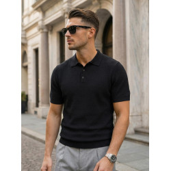 Vyriški juodi polo marškinėliai Street