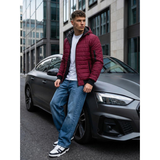 Vyriška pavasarinė - rudeninė striukė bordo spalvos Nosal Rudeninės / Pavasarinės