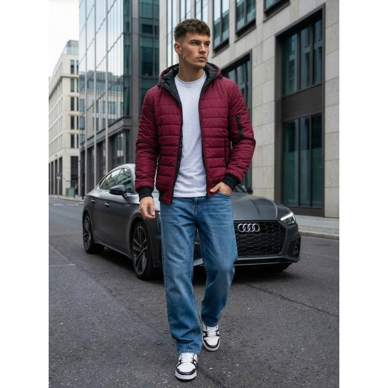 Vyriška pavasarinė - rudeninė striukė bordo spalvos Nosal Rudeninės / Pavasarinės