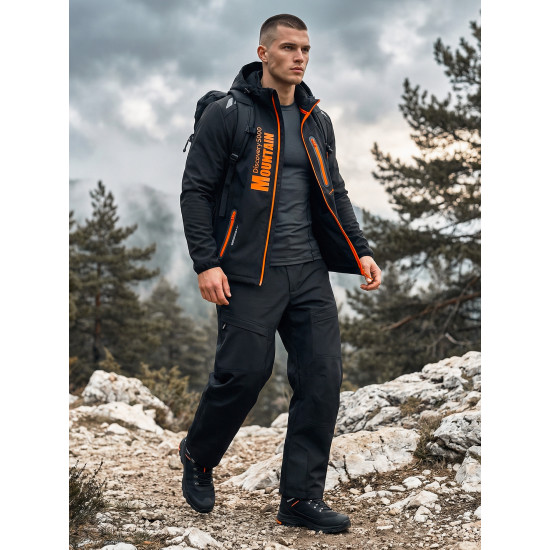 Juoda vyriška striukė su oranžinėmis detalėmis Ero Vyriškos Striukės ir Paltai