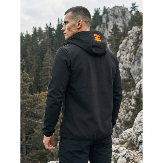 Juoda vyriška striukė su oranžinėmis detalėmis Ero Vyriškos Striukės ir Paltai