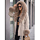 Moteriškas pilkas paltas su kailiuku Mika