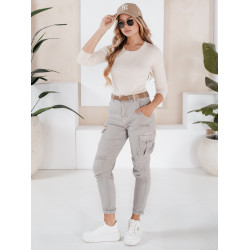 Moteriškos pilkos spalvos kelnės Cargo