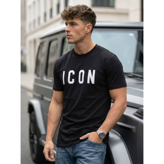 Vyriški juodi marškinėliai Icon Marškinėliai su užrašais