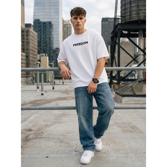 Vyriški balti marškinėliai Freedom Marškinėliai su užrašais