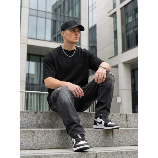 Vyriški juodi oversize marškinėliai Perfect Marškinėliai su užrašais