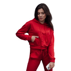 Naiste punane kapuutsiga kampsun Trend