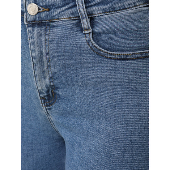 Moteriški šviesiai mėlynos spalvos aukštu liemeniu džinsai Lind Džinsai ir Kelnės