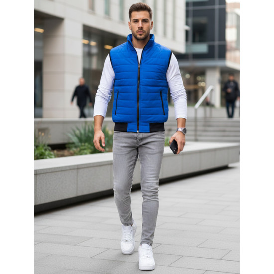 Dygsniuota vyriška mėlyna liemenė Lider Liemenės