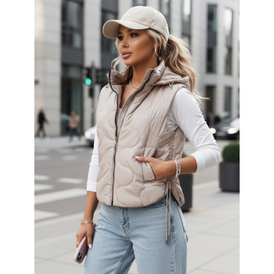 Moteriška šviesiai pilka liemenė su gobtuvu Teros Moteriškos liemenės