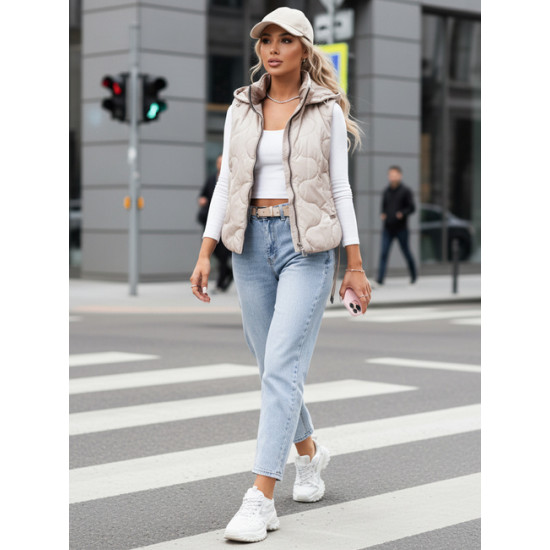 Moteriška šviesiai pilka liemenė su gobtuvu Teros Moteriškos liemenės