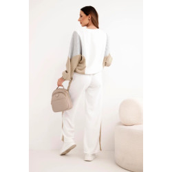 Moteriškas dviejų spalvų laisvalaikio komplektas su tamsiai rusvu intarpu Gabi