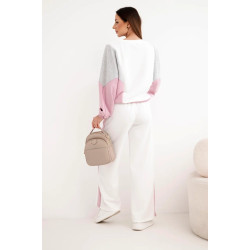 Moteriškas dviejų spalvų laisvalaikio komplektas su tamsiai rožiniu intarpu Gabi