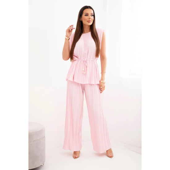 Moteriškas šviesiai rožinis klostuotas komplektas Nici Moteriški komplektai