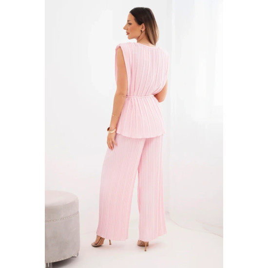 Moteriškas šviesiai rožinis klostuotas komplektas Nici Moteriški komplektai