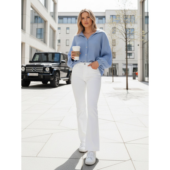 Moteriški muslino mėlyni marškiniai Musline Moteriški marškiniai