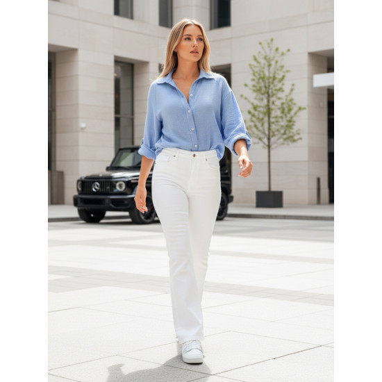 Moteriški muslino mėlyni marškiniai Musline Moteriški marškiniai