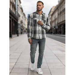 Vyriški juodi/balti flaneliniai marškiniai Cory
