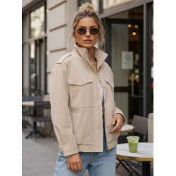 Moteriška smėlio spalvos zomšinė bomber striukė Silin
