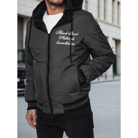 Vyriška dvipusė juoda striukė su gobtuvu Linde Vyriškos Striukės ir Paltai