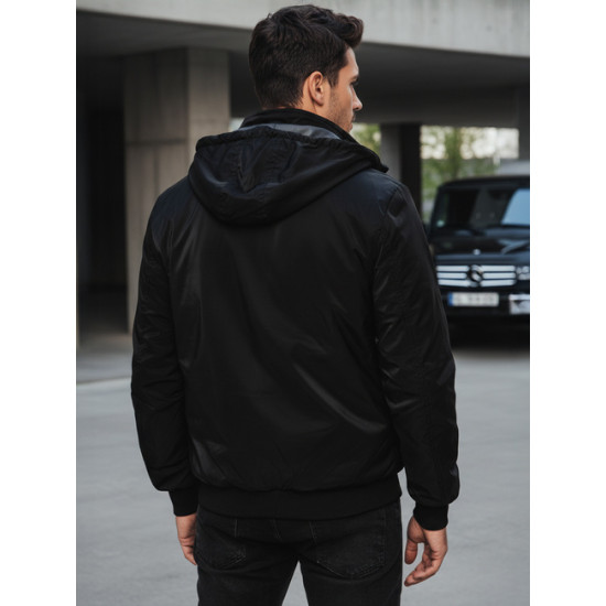 Vyriška dvipusė juoda striukė su gobtuvu Linde Vyriškos Striukės ir Paltai